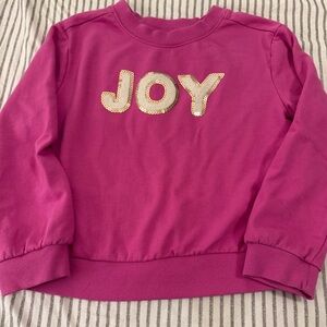 Cat & Jack Fuchsia Sweatshirt with Gold Sequin 'JOY' size small